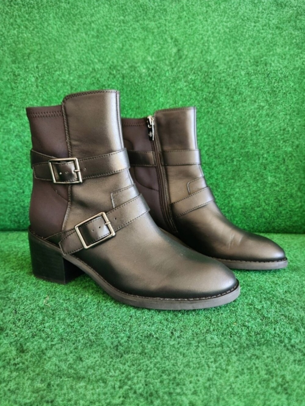 Donald J Pliner Darby Black Leather Motorcycle Ankle Boots Shoes Size 8